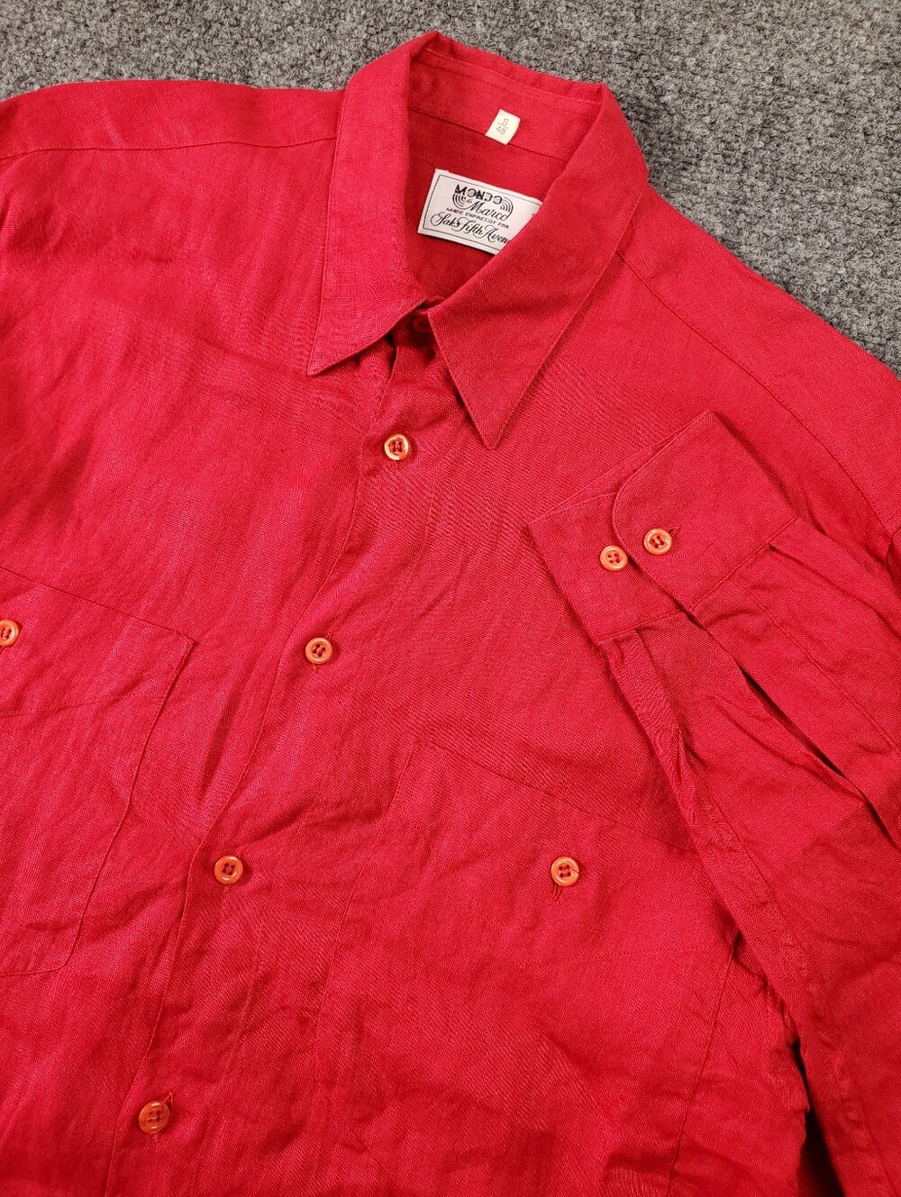 Mondo Di Marco 100% Linen Shirt Small Red Button Up Lightweight Made In Italy
